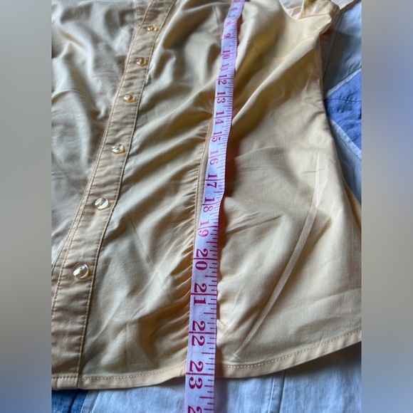 Cleo Womens Butter Pastel Yellow Button-Up Short Sleeve Shirt Small Office Siren - Picture 7 of 7
